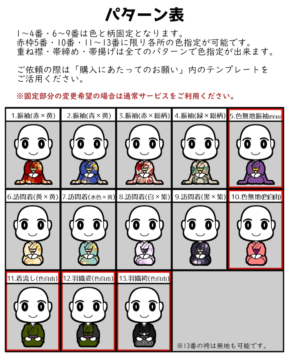 12月15日までセール!着物イラスト描きます ポーズ固定・着物であなたを二頭身デフォルメキャラクター化！ イメージ4