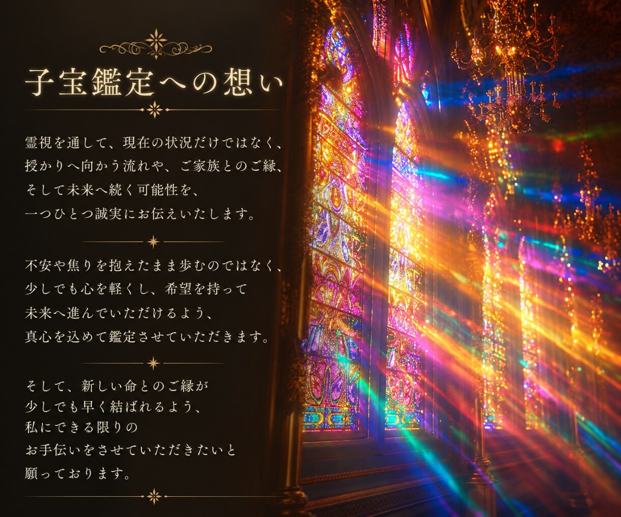 子宝鑑定◆子宝に恵まれる時期を視ます 焦りや不安の原因を解明し授かる未来へ向かう選択肢を示します イメージ5