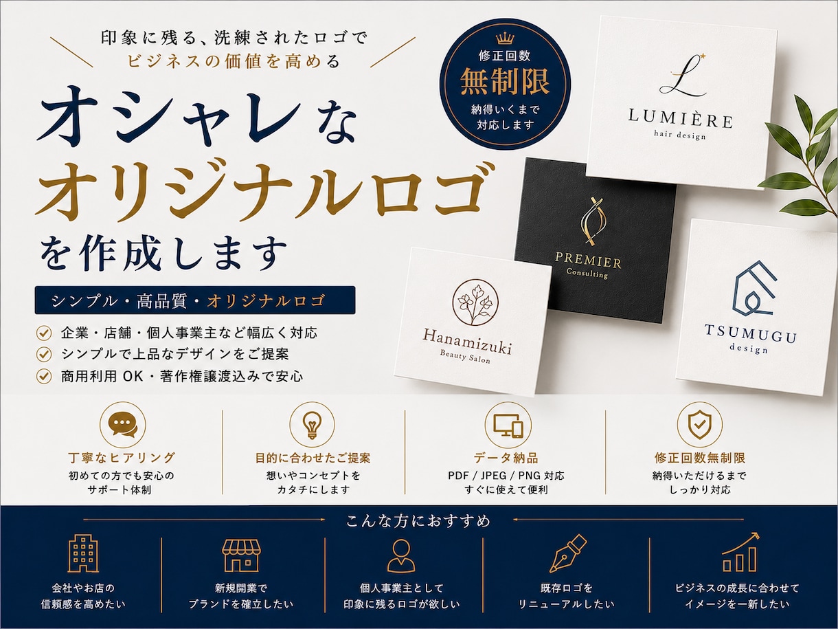 修正無制限｜オシャレなオリジナルロゴを作成します デザイン修正無制限でご提案。初めての方も是非お願いします！ イメージ1