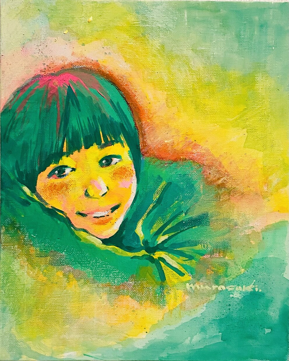 アクリル絵の具でキャンバスにお好みの絵を描きます ペットや自画像、思い出の風景などに イメージ9