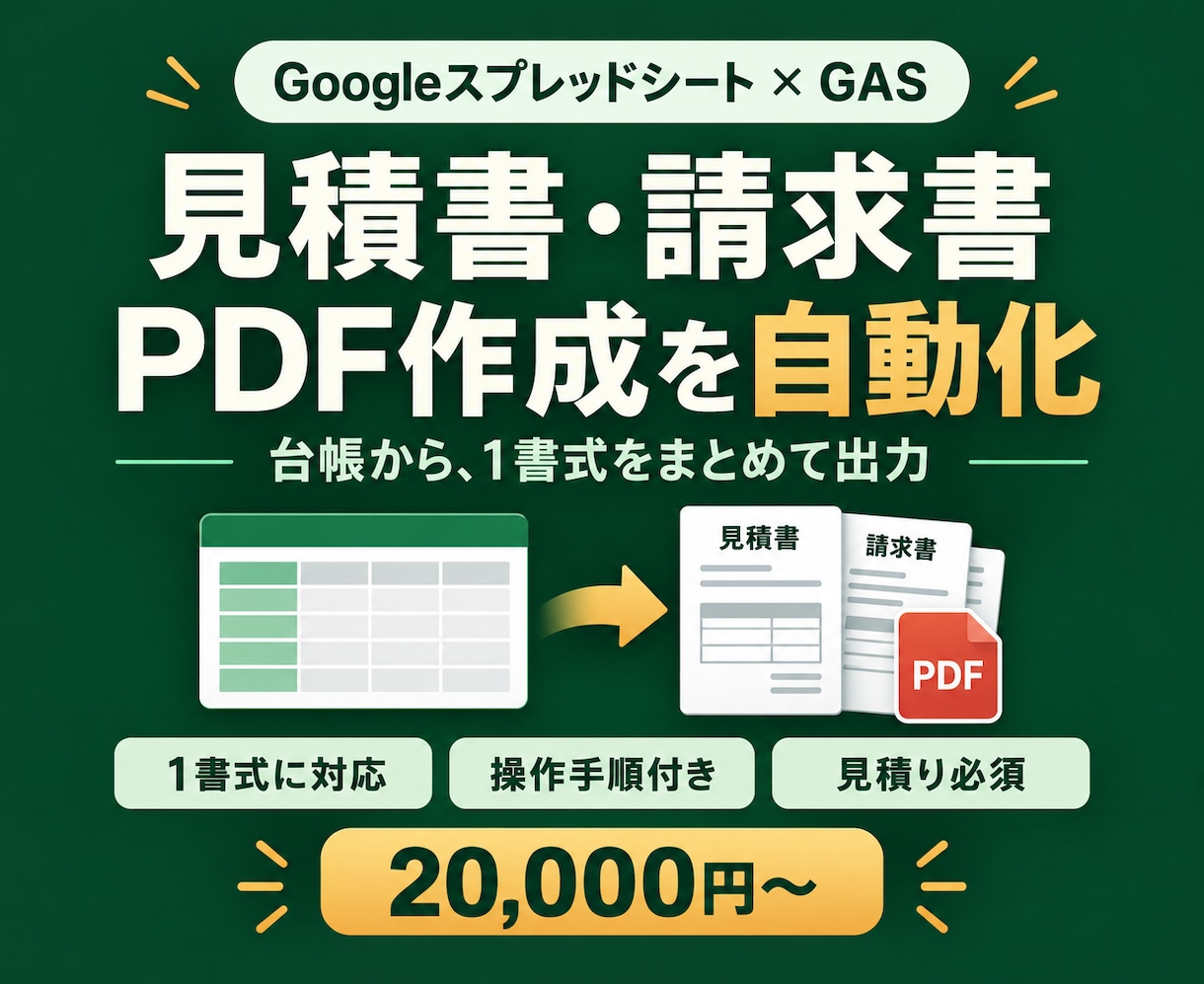 GASで見積書・請求書のPDF作成を自動化します どちらか1種類を作成｜名前付きでDrive保存 イメージ1