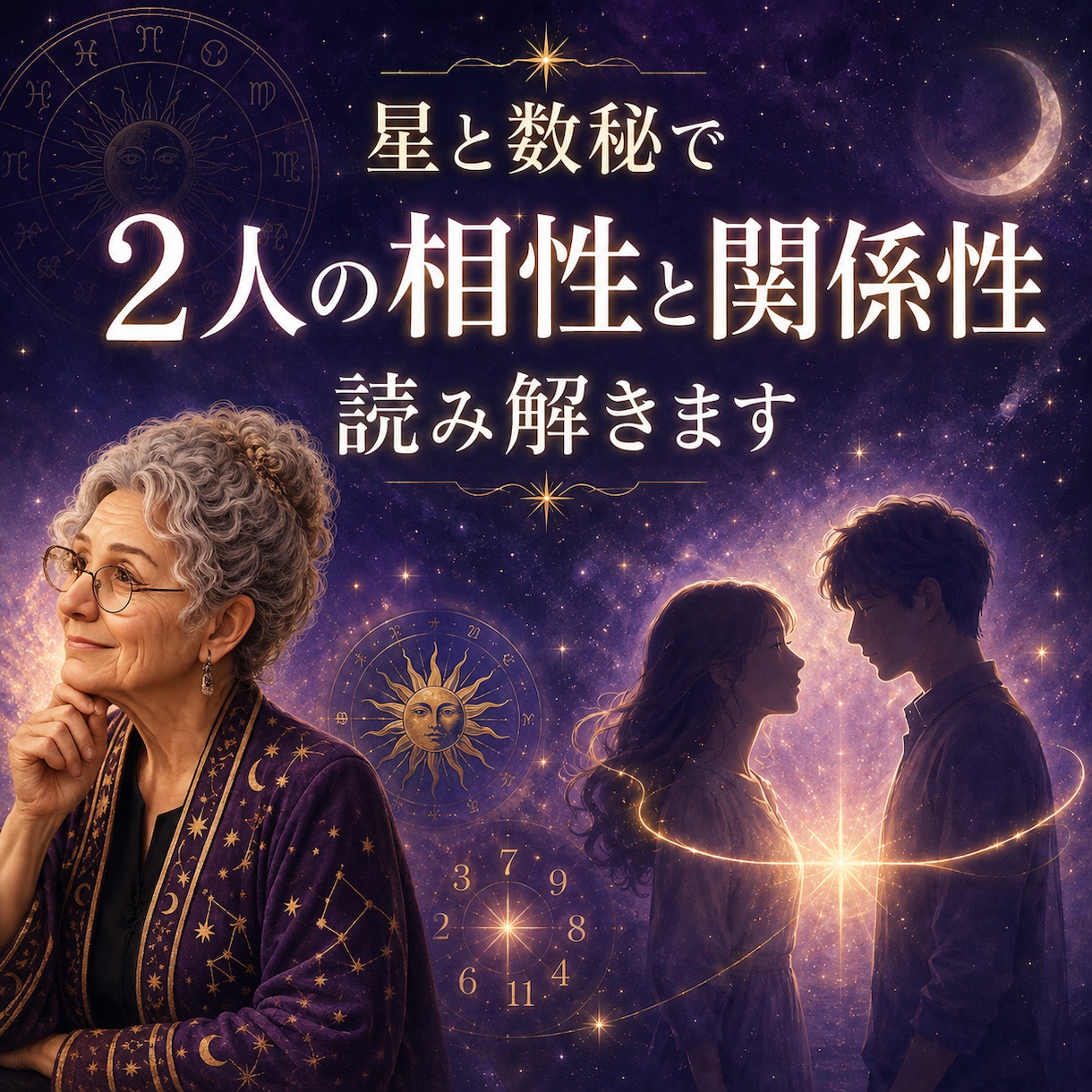 星と数秘で2人の相性と関係性を読み解きます 惹かれる理由とすれ違いを知り、大切にされる関係へ イメージ1