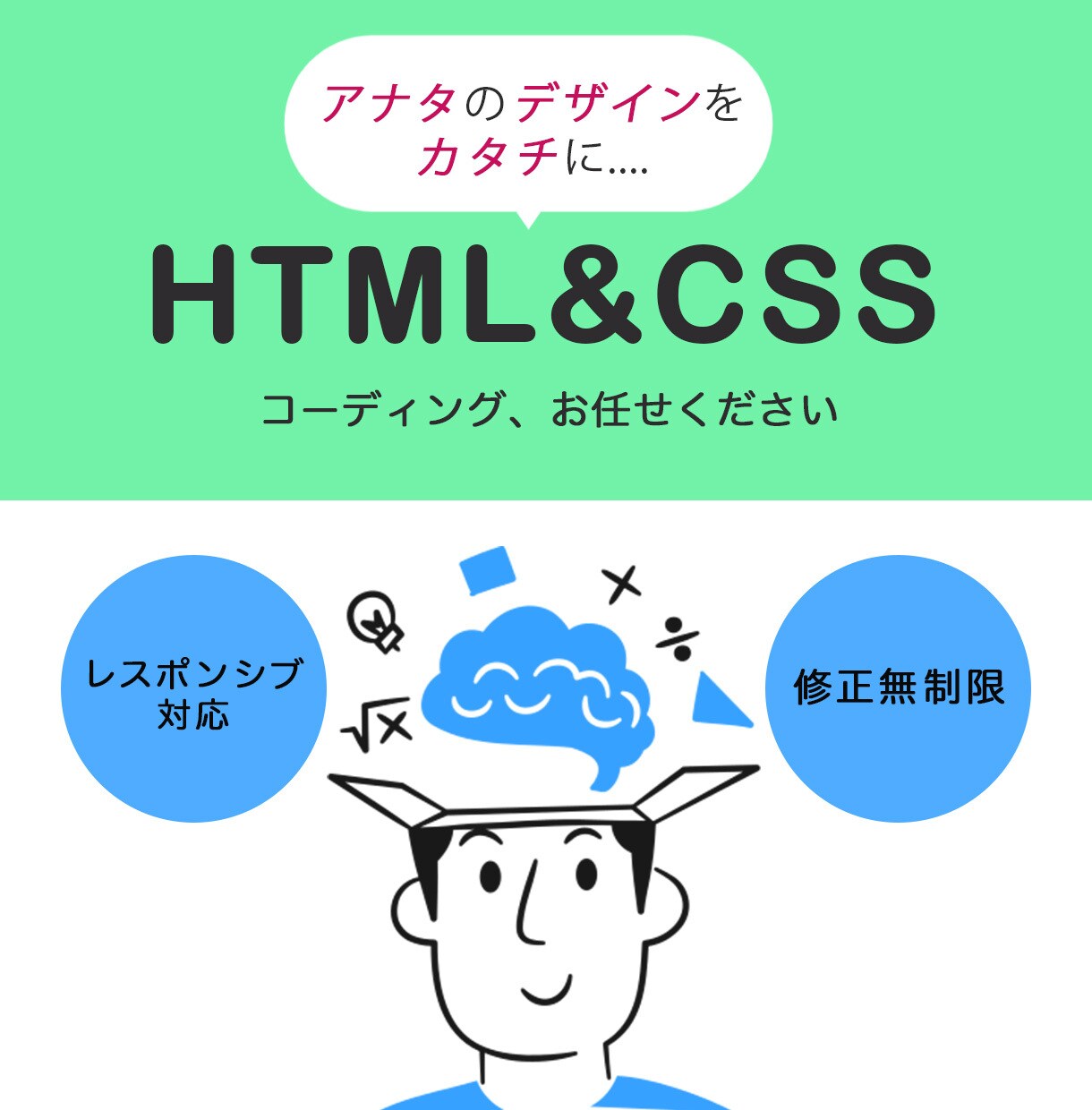デザイン通りのWEB制作、代行いたします アイを持って、スピード感を持ってお仕事を引き受けます！ イメージ1