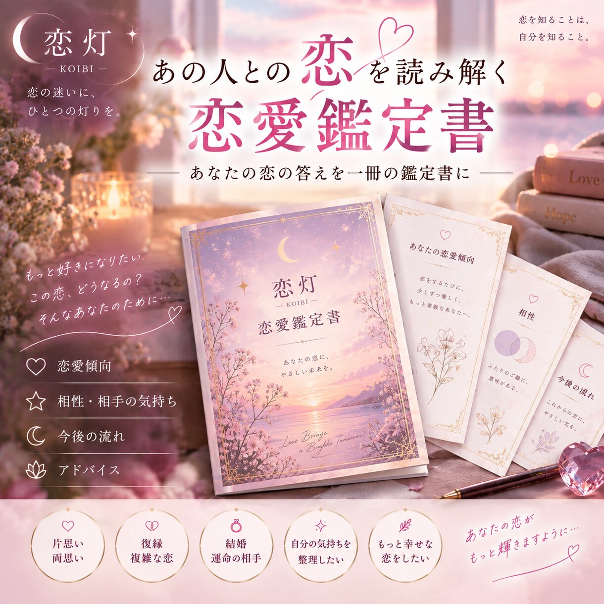 好きなひととの未来を読み解きます この恋、どうすれば幸せになれる？歴13年の恋灯が読み解く イメージ1