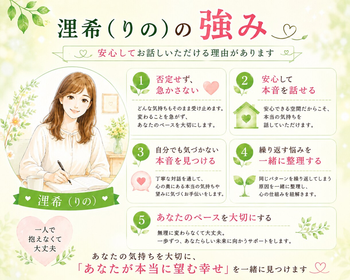 もう自分責めは卒業♡本来の自分、心の本音みつけます 我慢ぐせ・自己否定・繰り返す悩みから抜け出したいあなたへ イメージ6