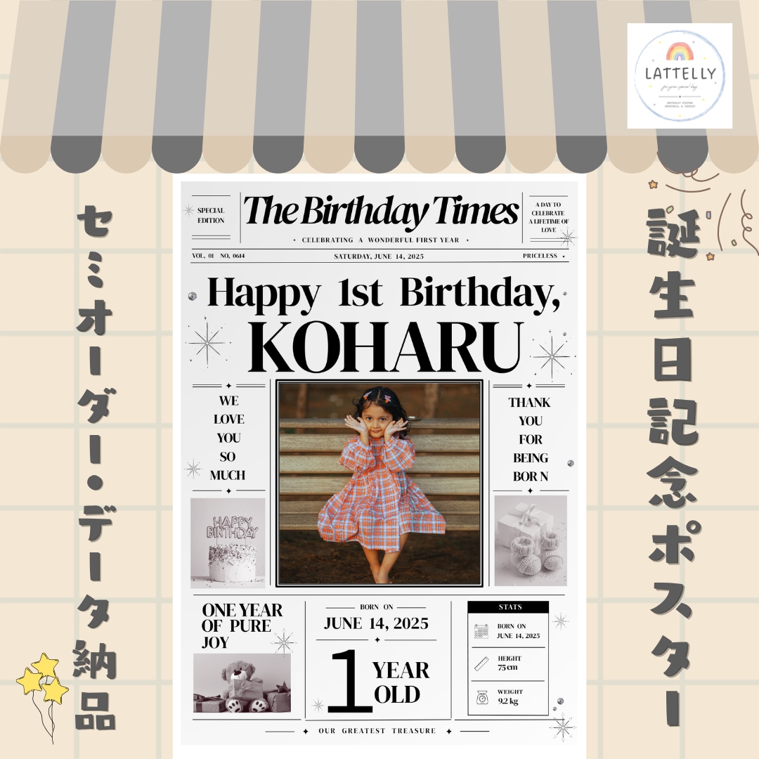 お写真で世界に一枚のバースデーポスター作ります 写真とお名前で作る世界に一枚だけの記念ポスター イメージ1