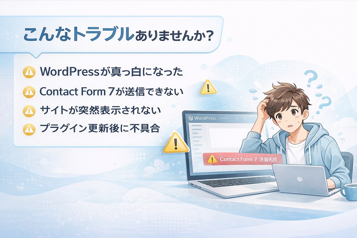 WordPressのエラー・不具合を修正します 画面が真っ白・サイト表示崩れ・プラグインエラーなど対応 イメージ3