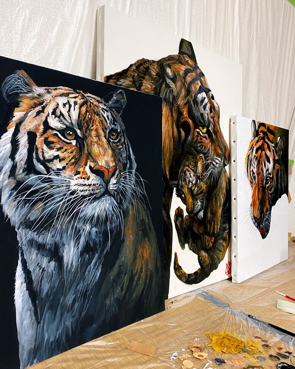 アクリル画の虎の原画描きます 部屋に絵画を飾りたい方、記念にプレゼントしたい方にオススメ イメージ3
