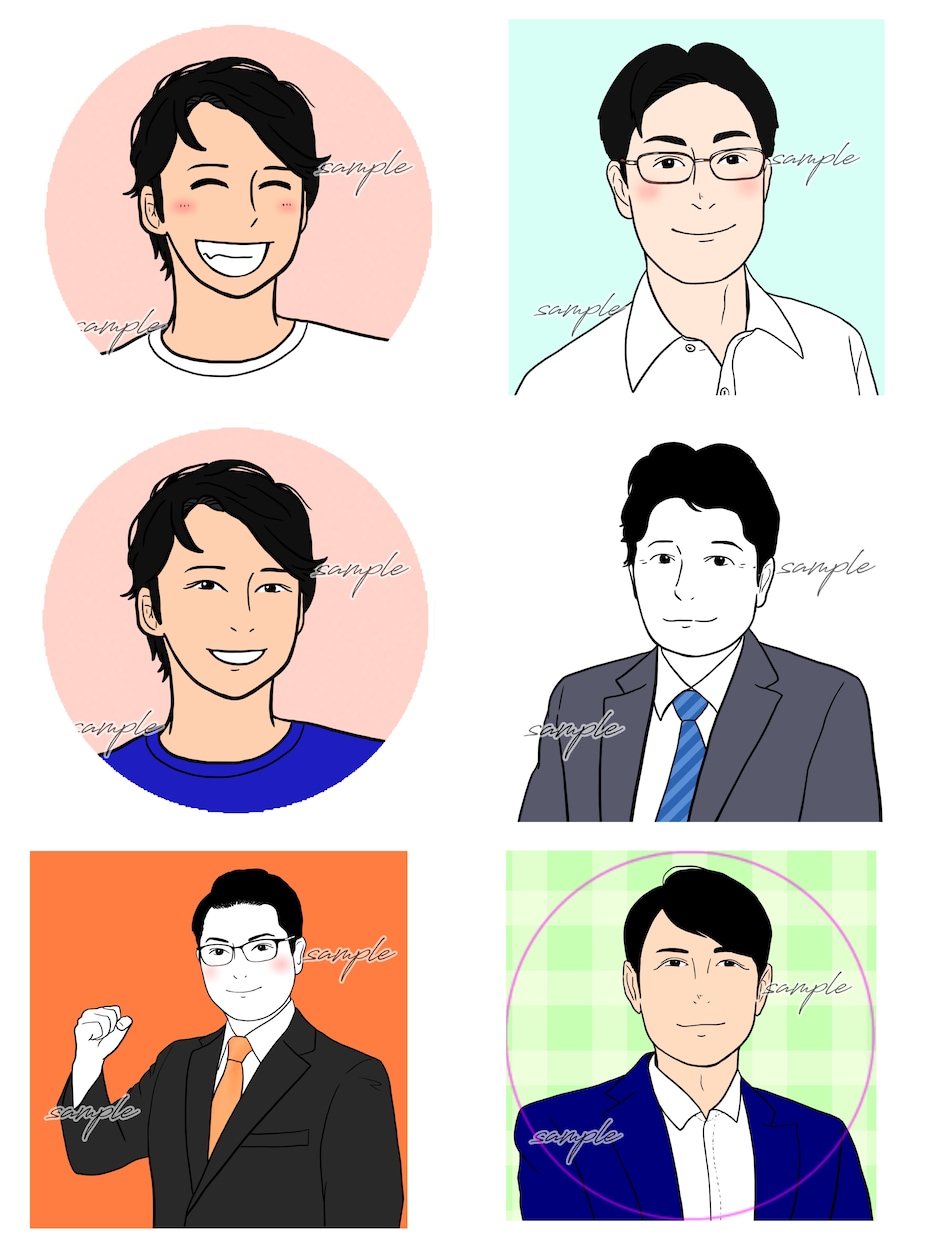 お写真を元に清潔感ある似顔絵アイコンをお作りします 商用利用可！最短当日納品！あなたらしいオリジナルアイコン！ イメージ8
