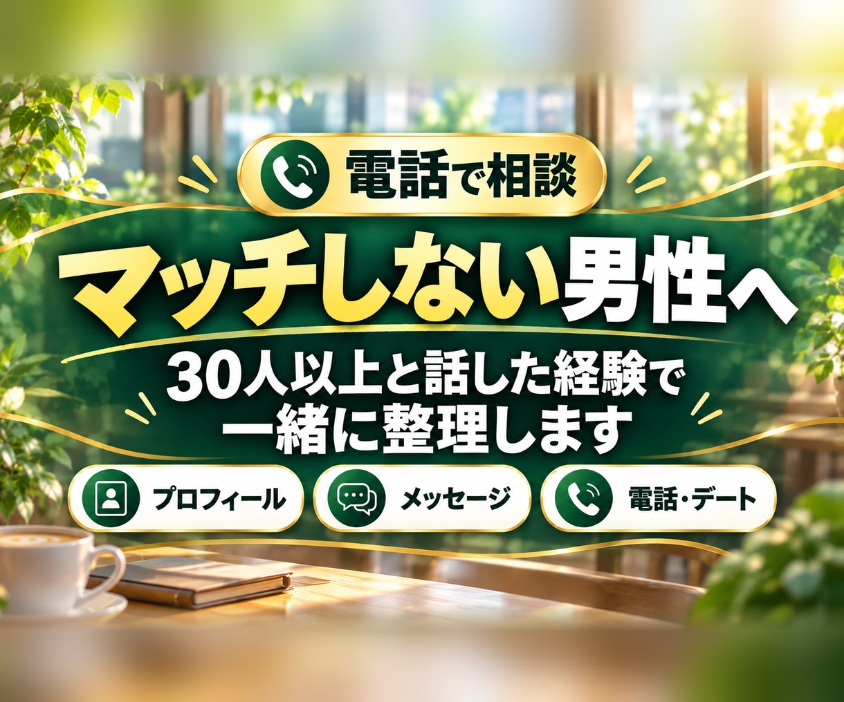 マッチしない男性へ｜30人と話した経験で聞きます マッチしない・続かない、その悩みを一緒に整理します。 イメージ1