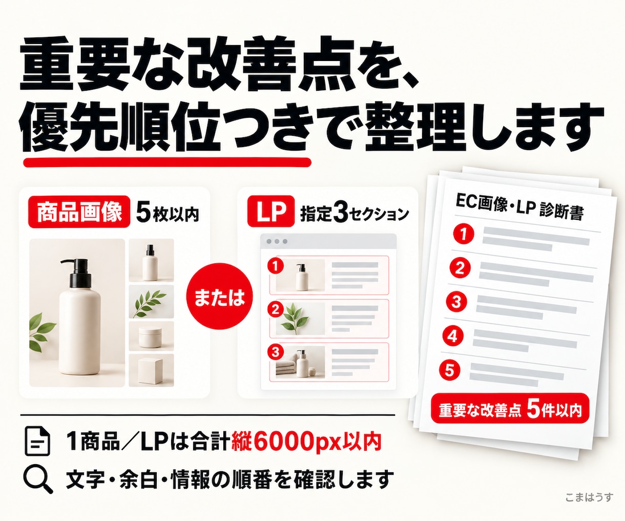 EC画像・LPを赤入れ診断書にまとめます そのまま制作担当者へ渡せる、理由つきの修正指示 イメージ3
