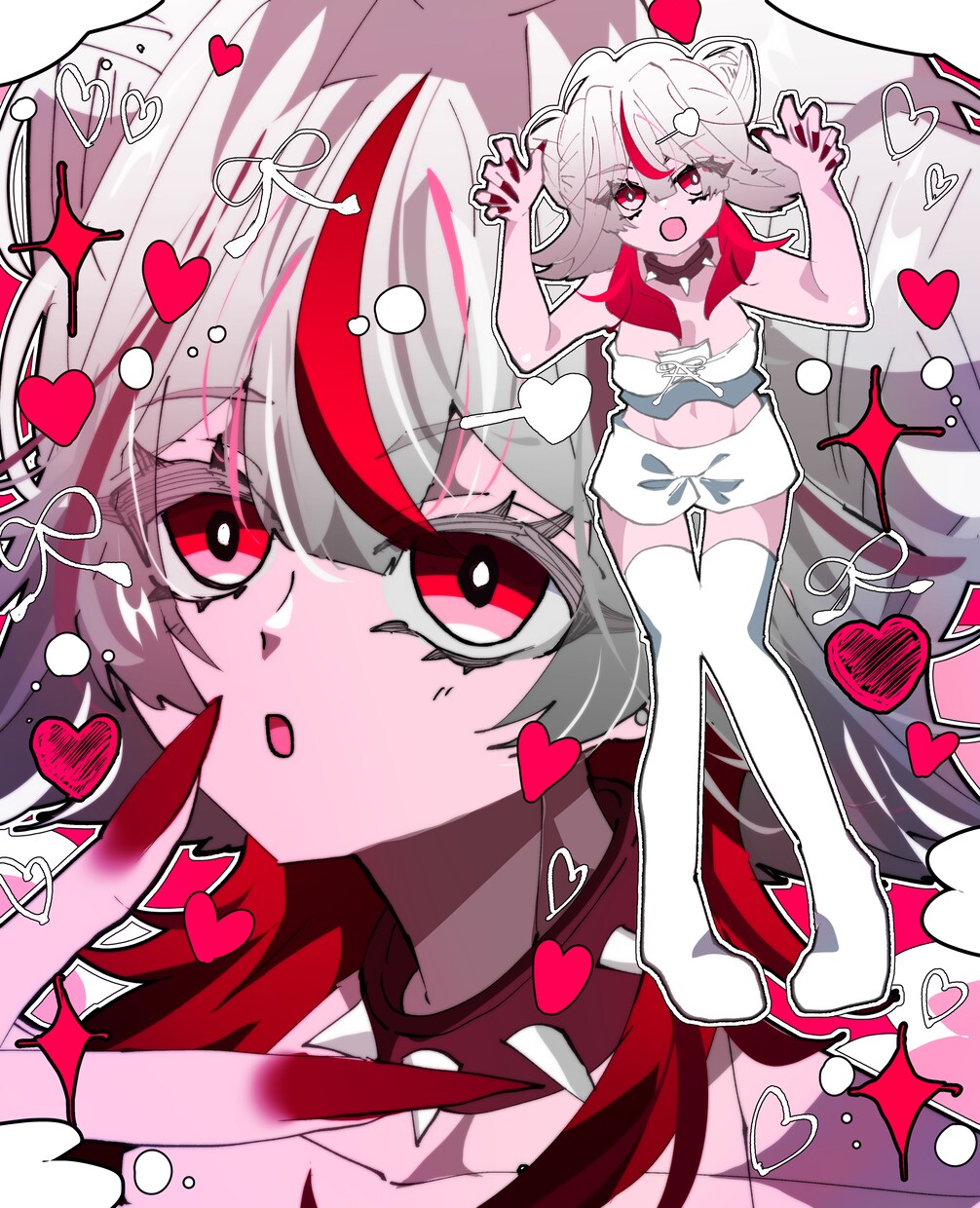立ち絵＆顔アップ一枚のイラストに詰め込んで描きます キャラクターの立ち絵と顔アップ一枚のキャンバスに描きます！ イメージ2