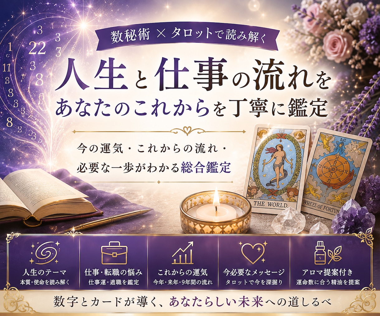 数秘術とタロットで人生・仕事の流れを読み解きます これからの運気と今必要なアドバイスを丁寧にお伝えします イメージ1