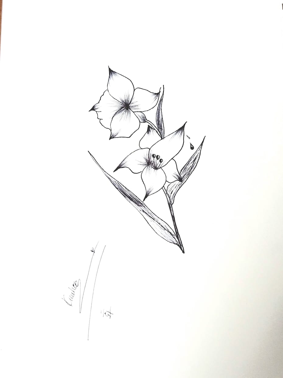 繊細な植物・ボタニカルのタトゥーデザイン画描きます 独学ならではの温かみのある植物線画。タトゥーやアイコンに イメージ6