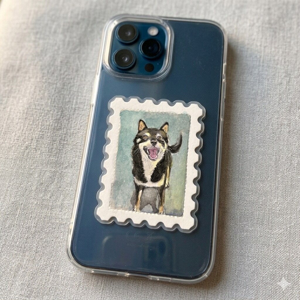 切手型⭐︎大切なペットを、小さな水彩画にします 手のひらに収まる宝物。ペットの「切手型」水彩肖像画描きます イメージ9