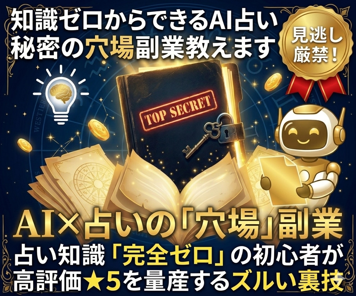 知識ゼロからできるAI占いの秘密の穴場副業教えます 1〜2時間で1万文字の鑑定書を作るAI活用術！ イメージ1