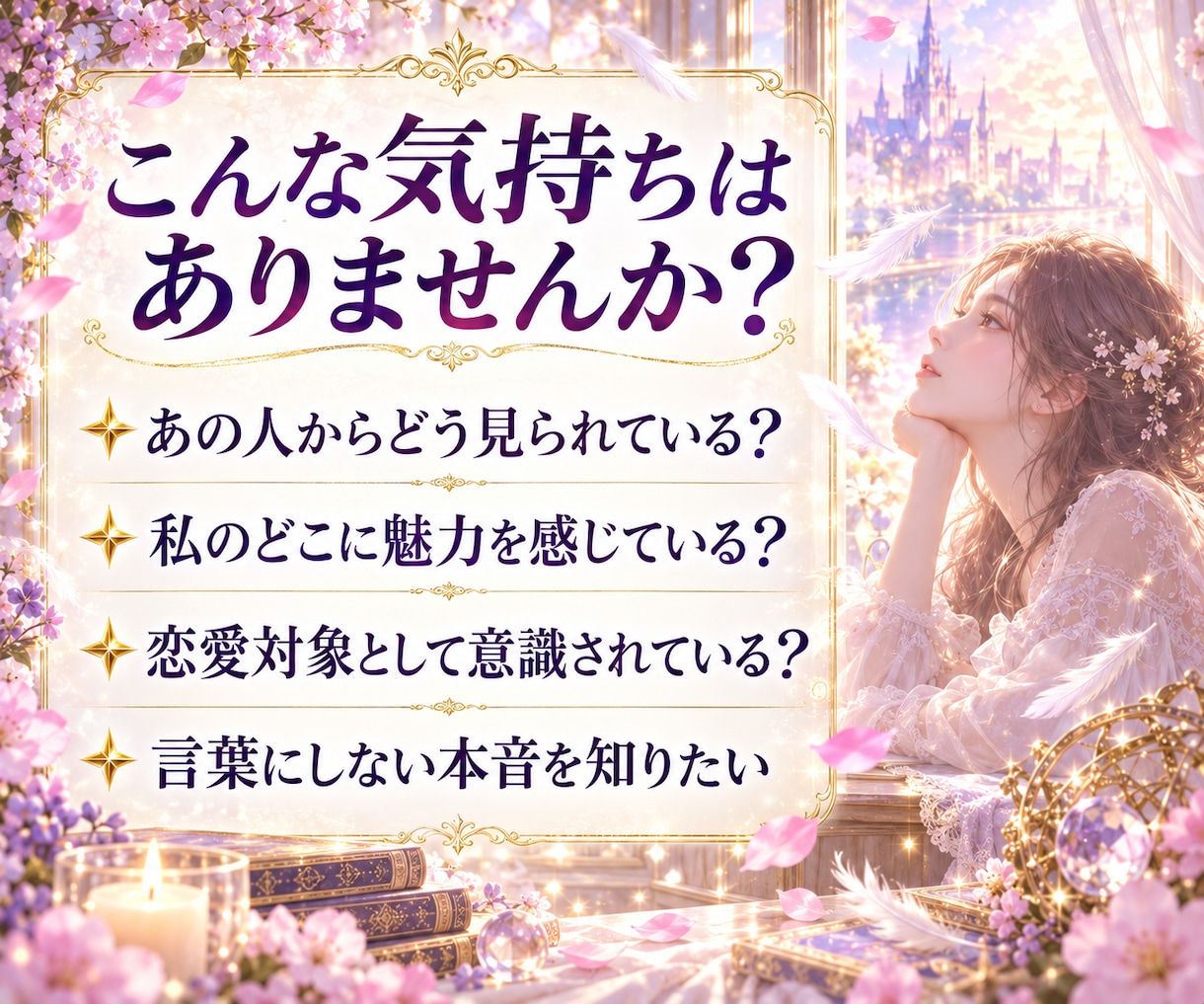 あの人はあなたのどこに惹かれている？視ます 気づいていない魅力と、あの人が惹かれる理由を読み解きます イメージ2