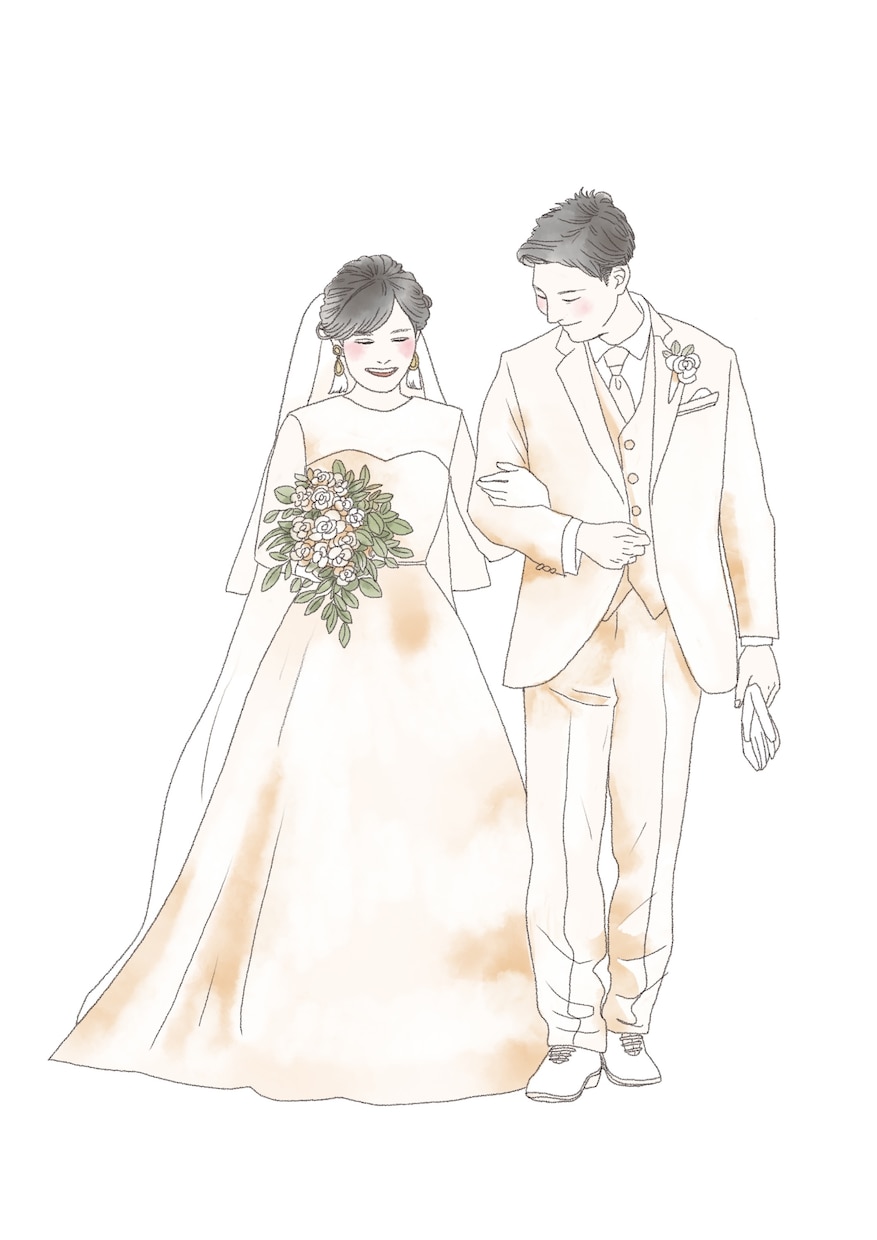 感動を形に！心温まるウェディングイラスト描きます 結婚式のペーパーアイテムなどにも使用できます イメージ1