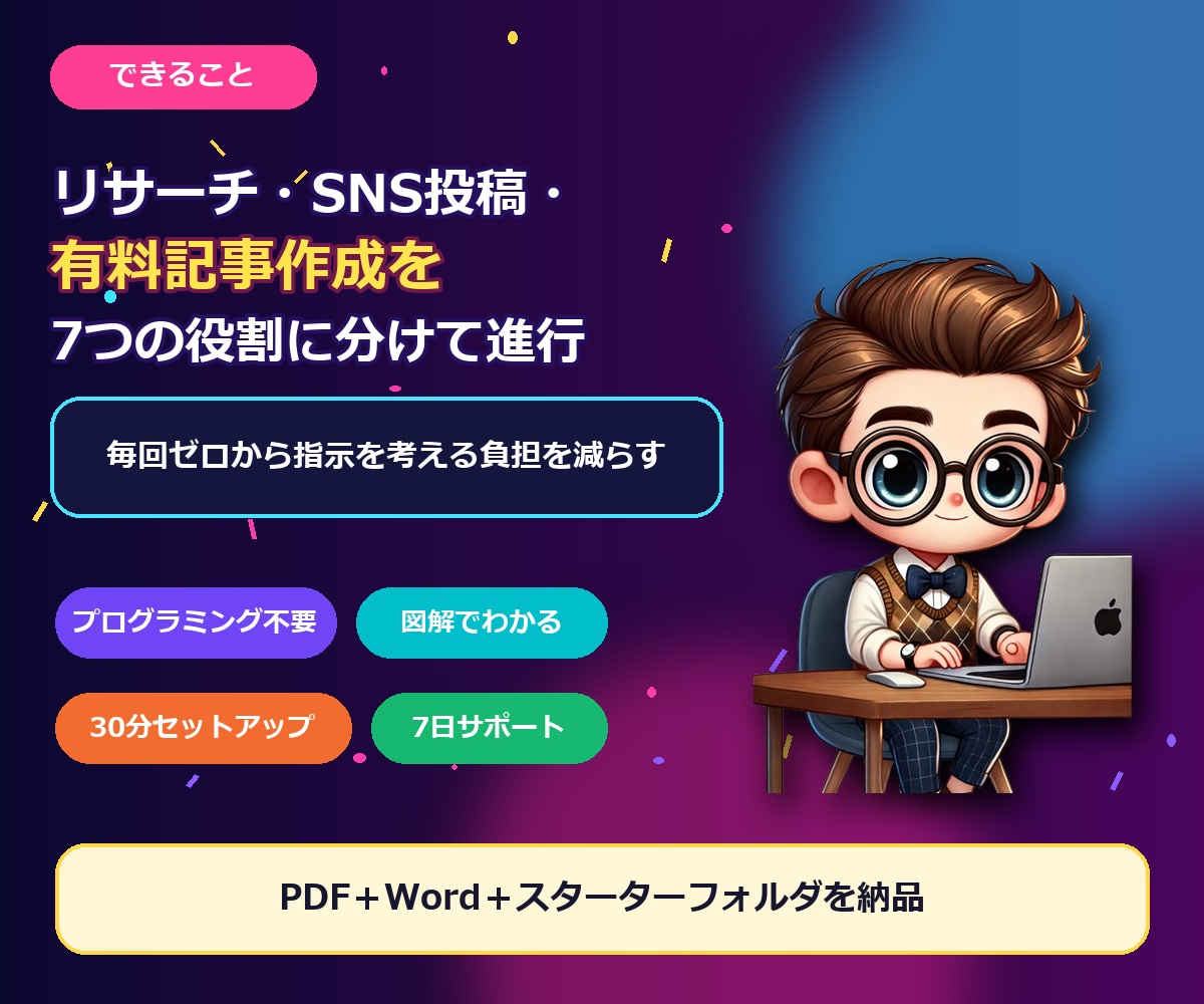 ClaudeCodeで会社を自動化する手順教えます 初心者OK。指示1回でAI社員7人が動き出す。 イメージ3