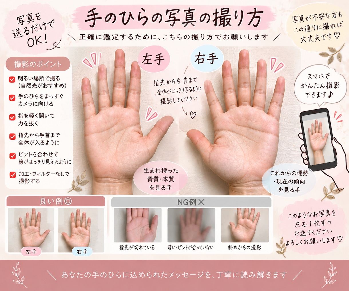 右手から今のあなたを読み解きます 写真1枚で気軽に。今のあなたをやさしく鑑定します イメージ2