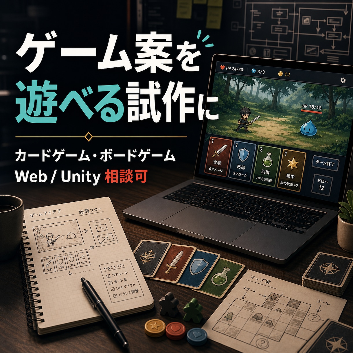 ゲーム案を遊べる試作にします ルール整理からWeb/Unity試作制作まで対応します イメージ1
