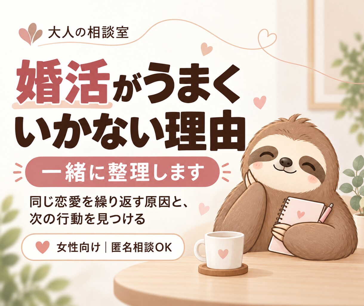 婚活がうまくいかない原因を一緒に整理します 同じ恋愛を繰り返す原因と次の行動を見つけます イメージ1