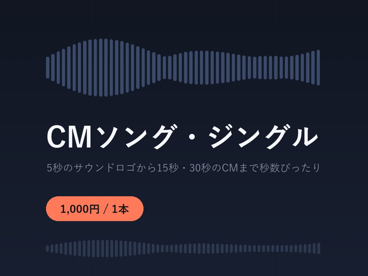 CMソング・サウンドロゴを秒数ぴったりで作ります 5秒のロゴから15・30秒のCMまで。2案から選べます イメージ1