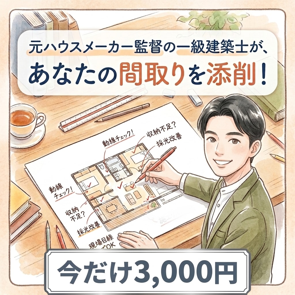 元ハウスメーカー監督の一級建築士が間取り診断します セカンドオピニオンとして全力でサポートします。 イメージ1