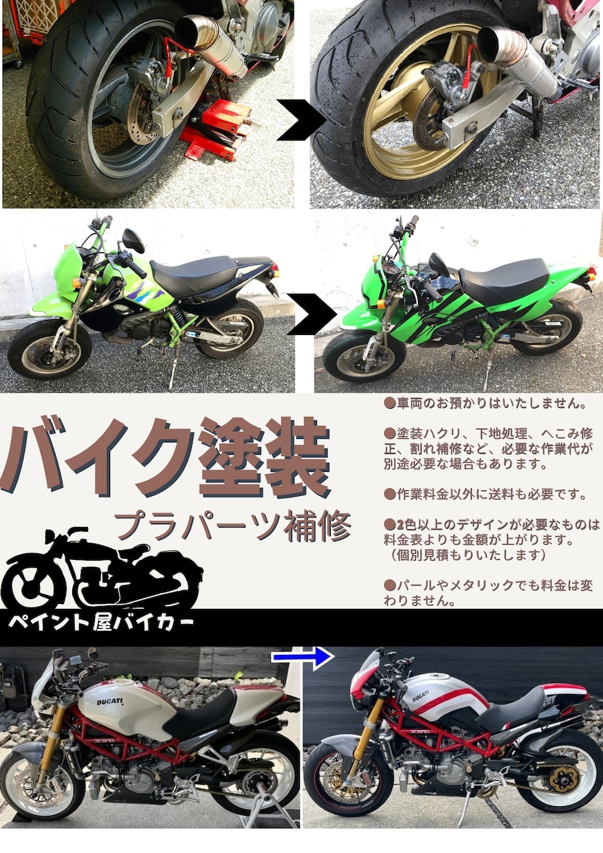 バイクのパーツ、タンク、カスタムペイント承ります 全国対応。事前のご要望はいくらでもお聞き致します。