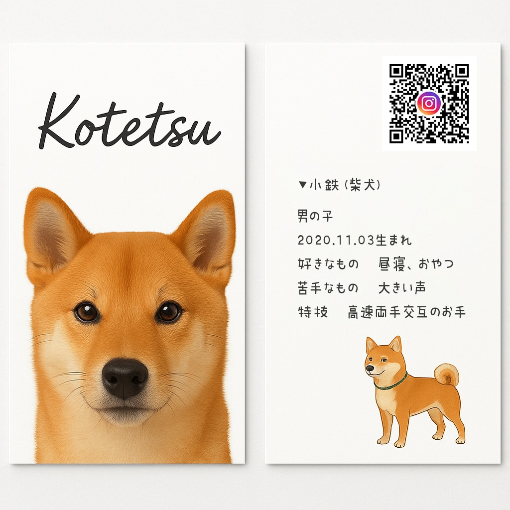 ペットちゃんの名刺（印刷代込100枚）作ります ドッグランなどでお友達になった方に♡ イメージ1
