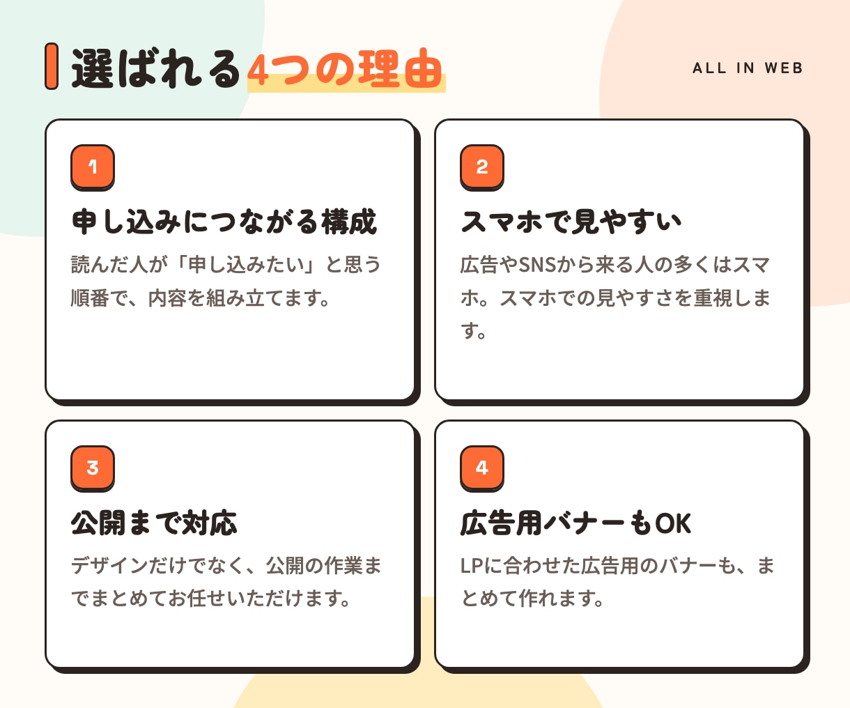 売れる構成で｜1ページのLPを制作します 構成・デザイン・公開まで対応｜スマホで見やすいLP イメージ2