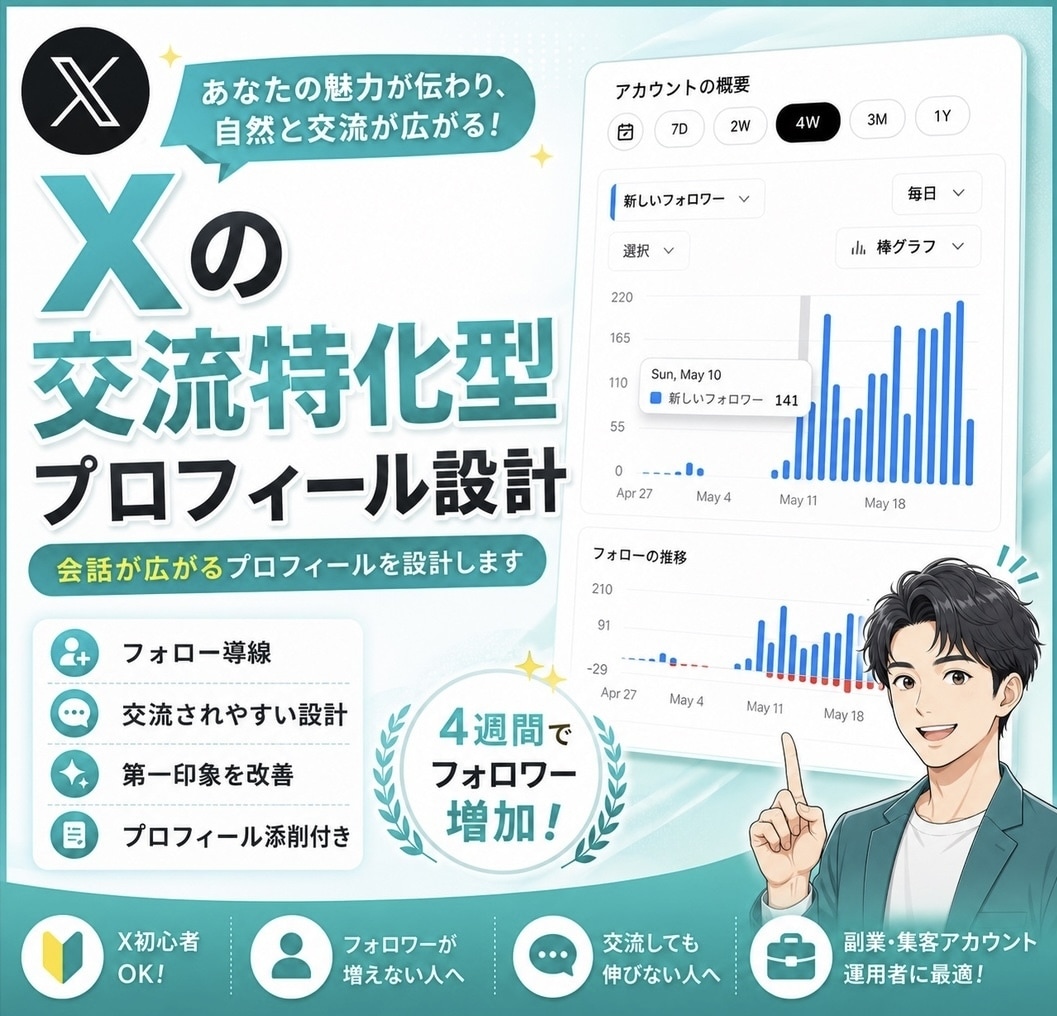 Xの交流特化型プロフィールを設計します 会話・交流に繋がるプロフィールへ改善 イメージ5