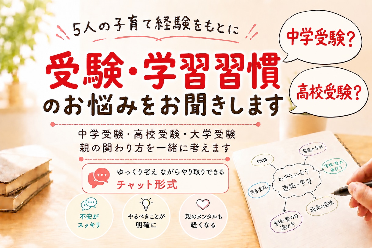 中学受験？高校受験？わが子に合う進路を考えます 京大 灘 北野の合格を支えた母が経験や知識をお伝えします イメージ1