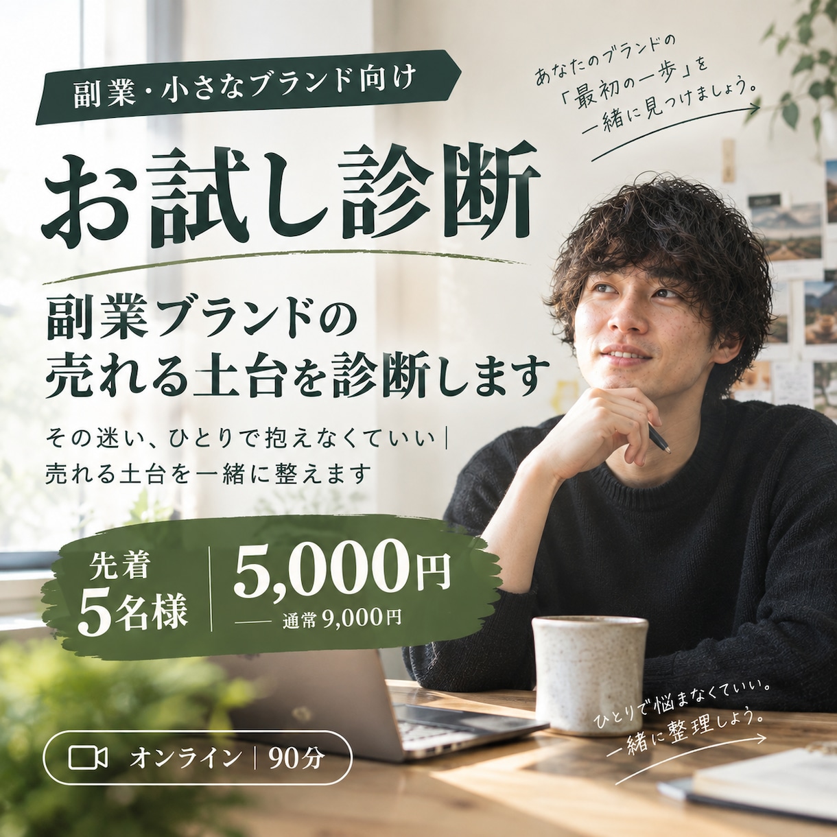 お試し診断｜副業ブランドの売れる土台を診断します その迷い、ひとりで抱えなくていい｜売れる土台を一緒に整えます イメージ1