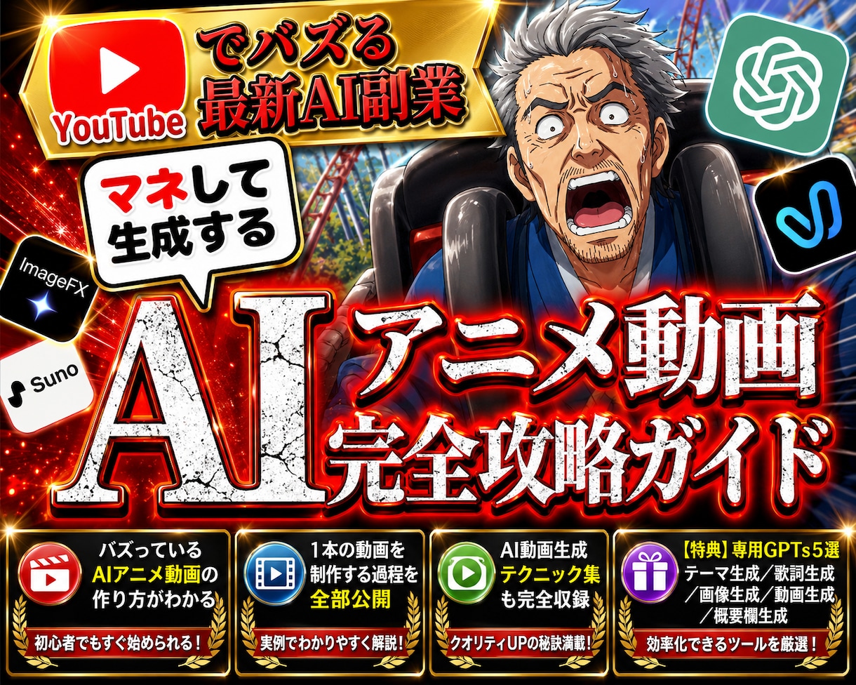 架空AIアニメ動画生成の完全攻略ガイド教えます 【5大専用GPTs】Youtubeでバズるアニメ動画で収益化 イメージ1