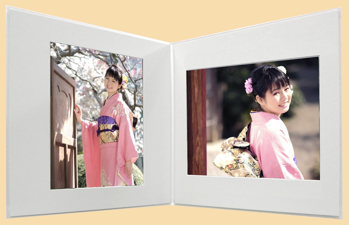 成人式の写真を綺麗な写真台紙アルバムにします ご自身で撮影した成人式の写真を綺麗に色調整をして想い出に イメージ2