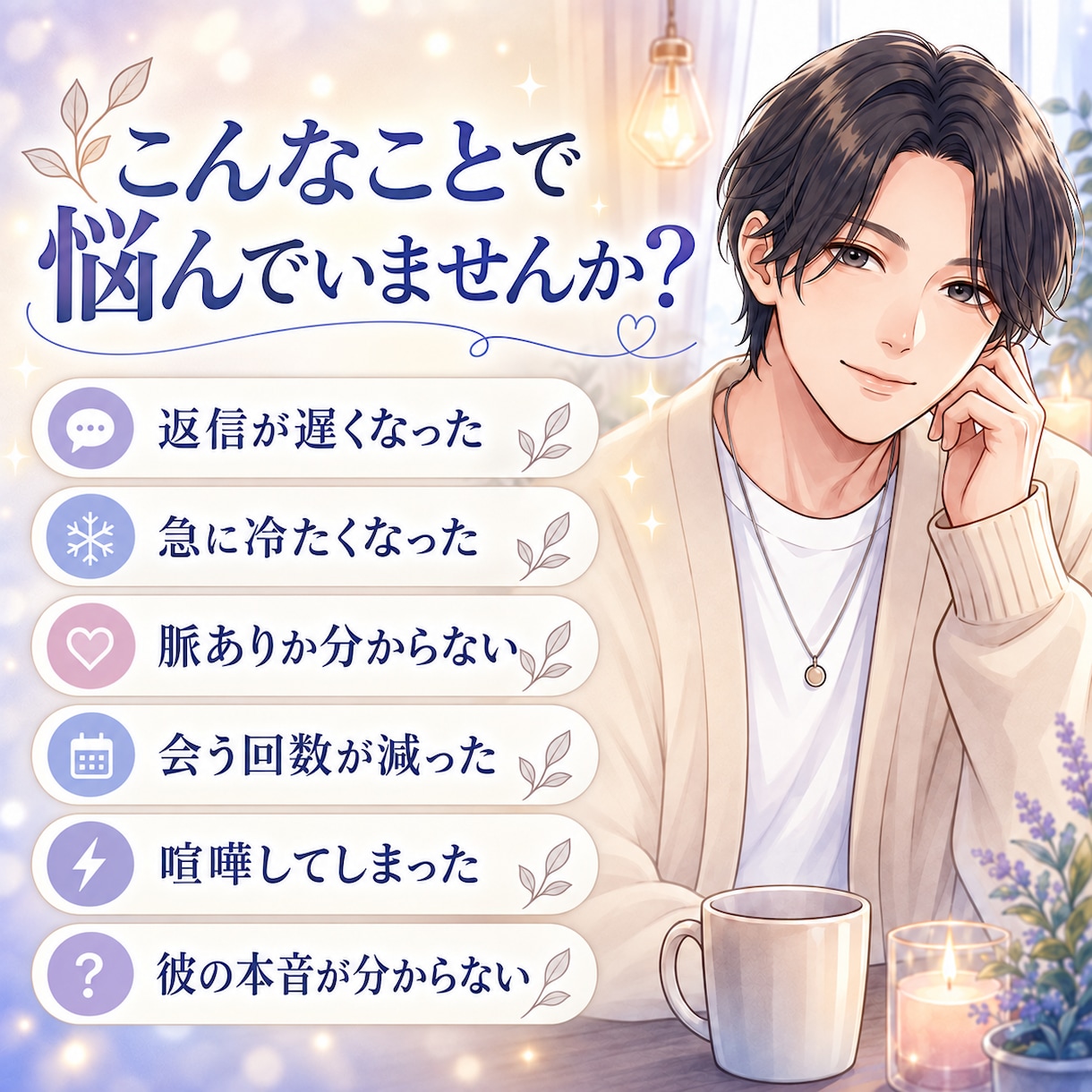 彼の気持ちが分からない恋愛相談を男性目線で聞きます 女性限定｜LINE・態度・距離感から彼の気持ちを整理します イメージ2