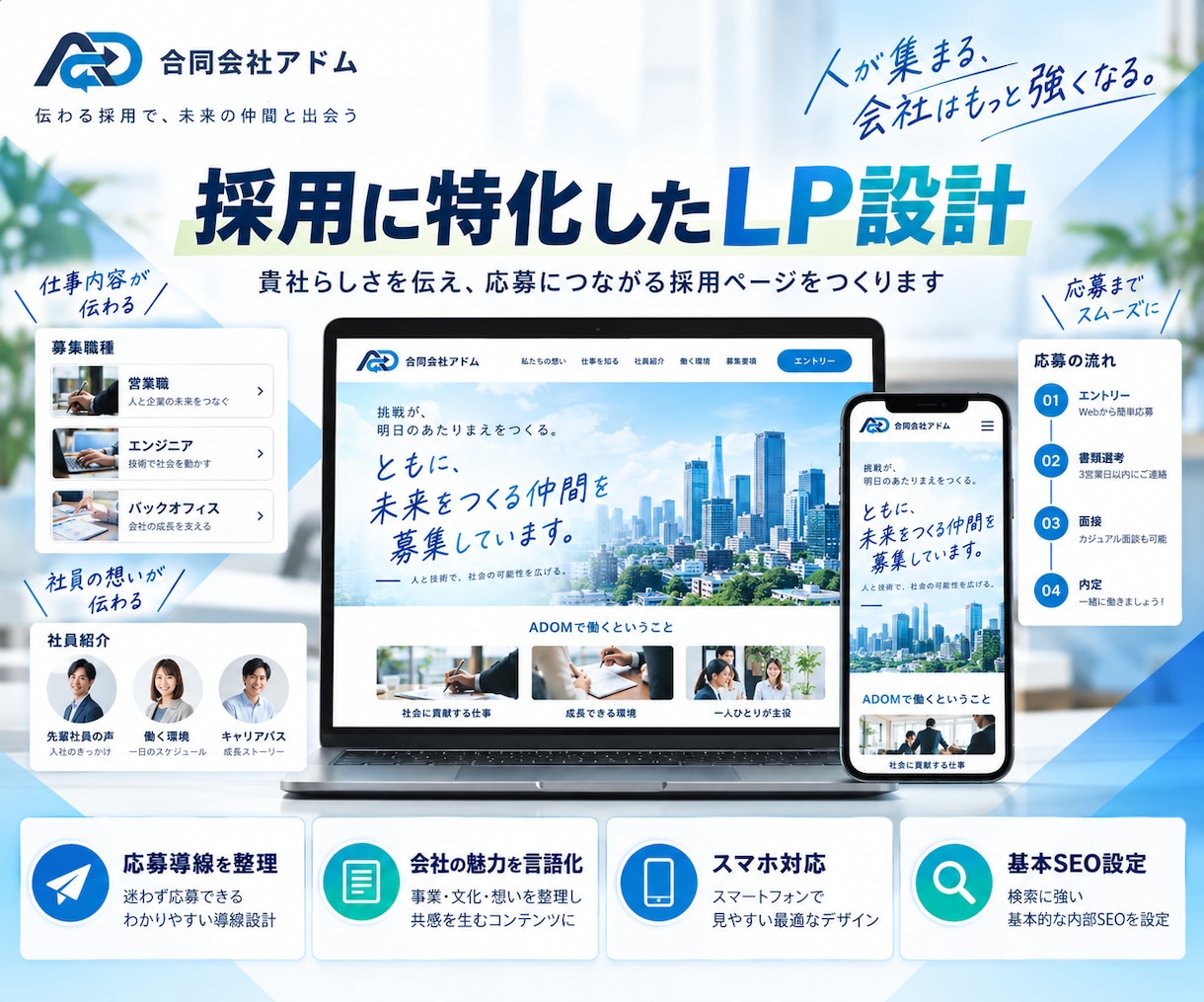 採用・求人の応募につながるLPを制作します 会社の魅力を整理し応募導線を設計 イメージ3