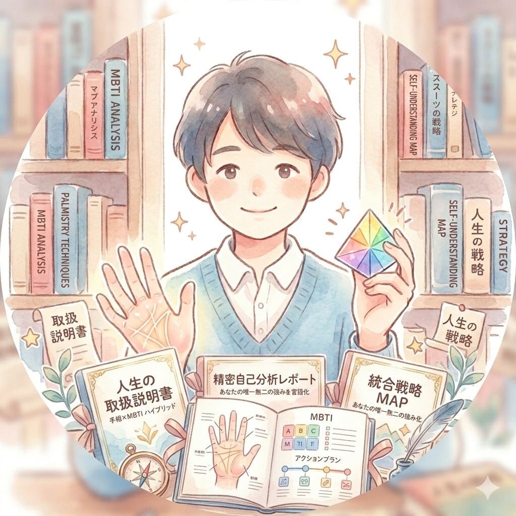 手相×mbti「あなただけの取扱説明書」を作ります 本来の強みと今のエネルギーを論理的に言語化します イメージ1