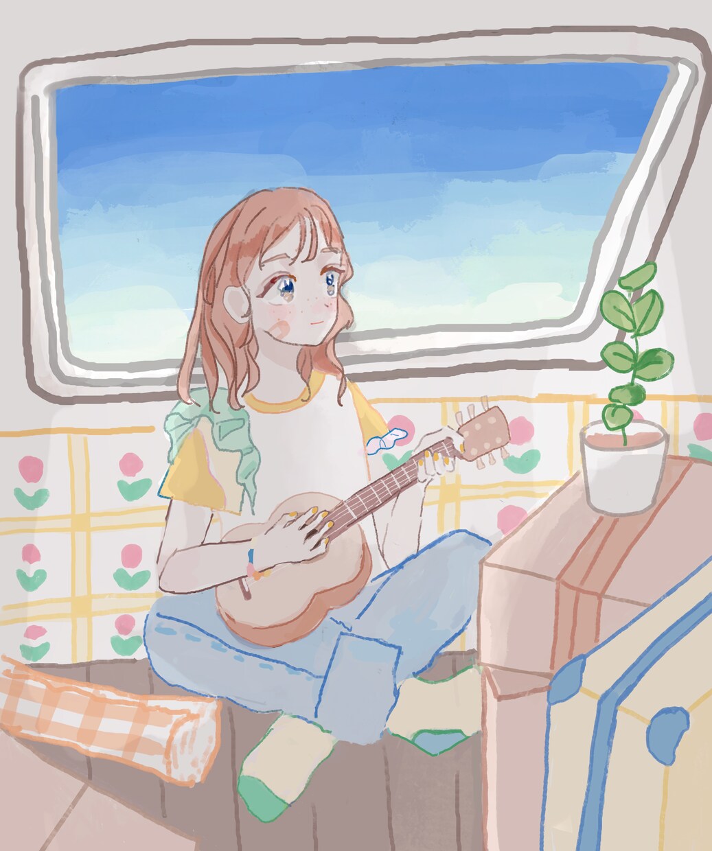 情緒があって、ときめく一枚絵をお描きします 女の子、空、かわいい配色、センチメンタルな雰囲気が得意です。 イメージ2