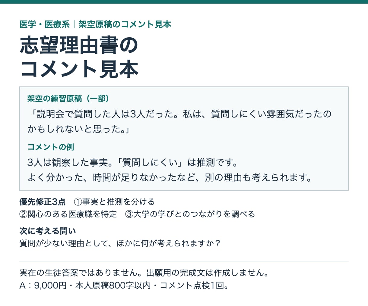 医学・医療系の志望理由を5観点で点検します 5観点の診断と優先修正3点で、志望理由のつながりを点検 イメージ2
