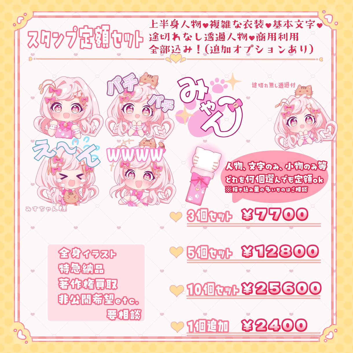 かわいいスタンプを定額で制作します 商用利用込みの分かりやすい定額セット イメージ2