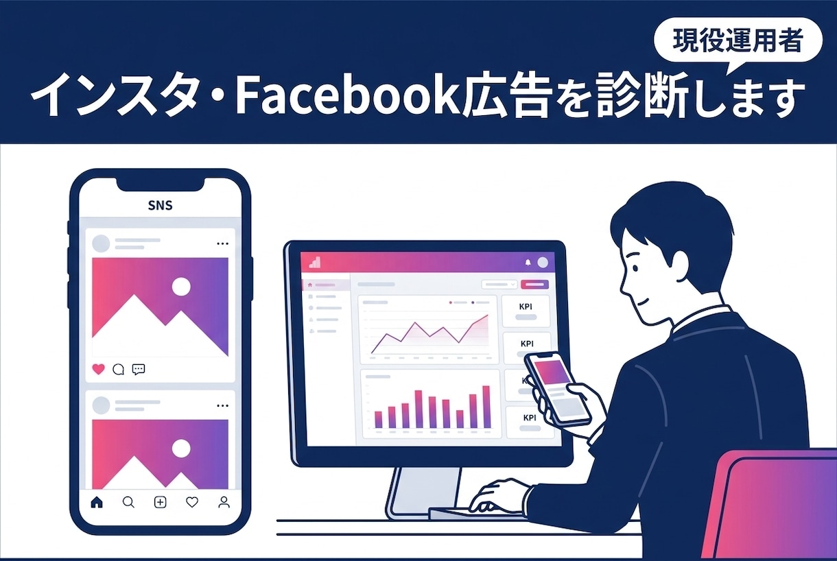 インスタ・Facebook広告を診断します CPA高騰・クリエイティブ疲弊の原因をデータで特定します イメージ1