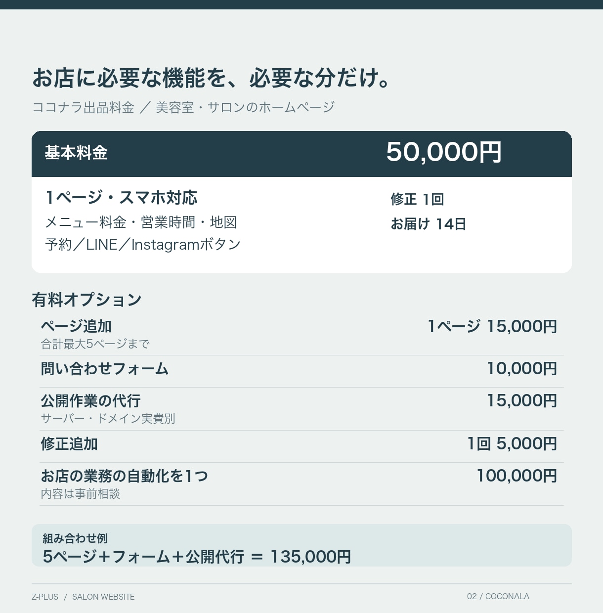 美容室・サロンの予約まで迷わないHPを作ります メニュー・料金・予約導線をスマホ1画面ずつに整理 イメージ2