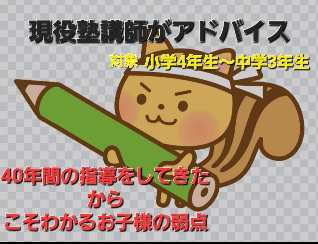 40年の指導経験を生かし的確なアドバイスをします 小学4年生～中学3年生までの正しい勉強方法を教えます。 イメージ1