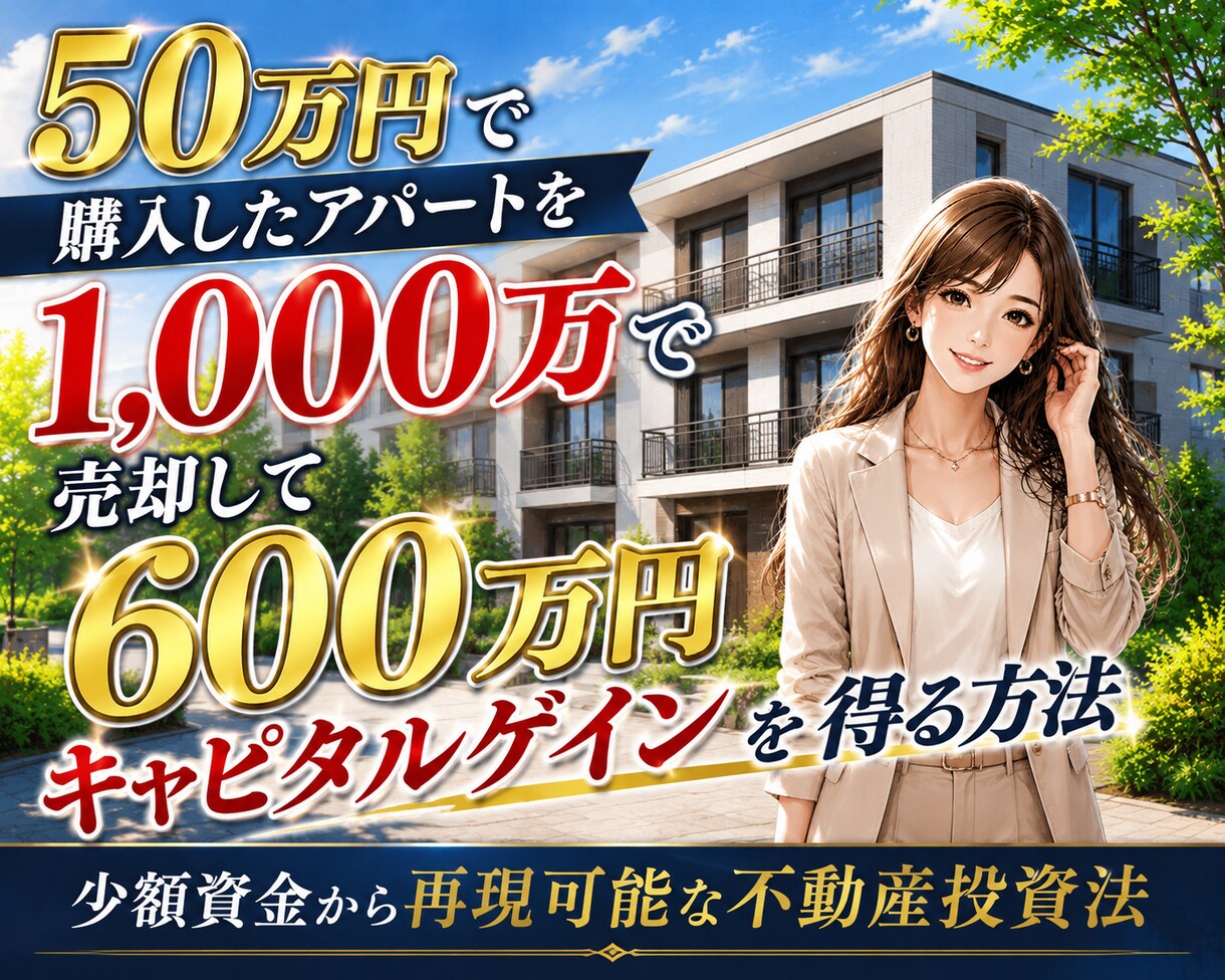 資金が少ない方でもできる不動産投資手法を教えます 50万円からの格安アパート投資！少額資金から投資法 イメージ1