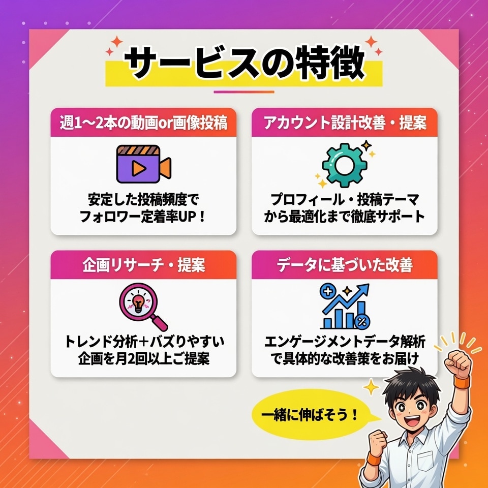 任せるならプロに！Instagram運用代行します SNSのプロがインスタ強化！集客・採用・フォロワー獲得を支援 イメージ4