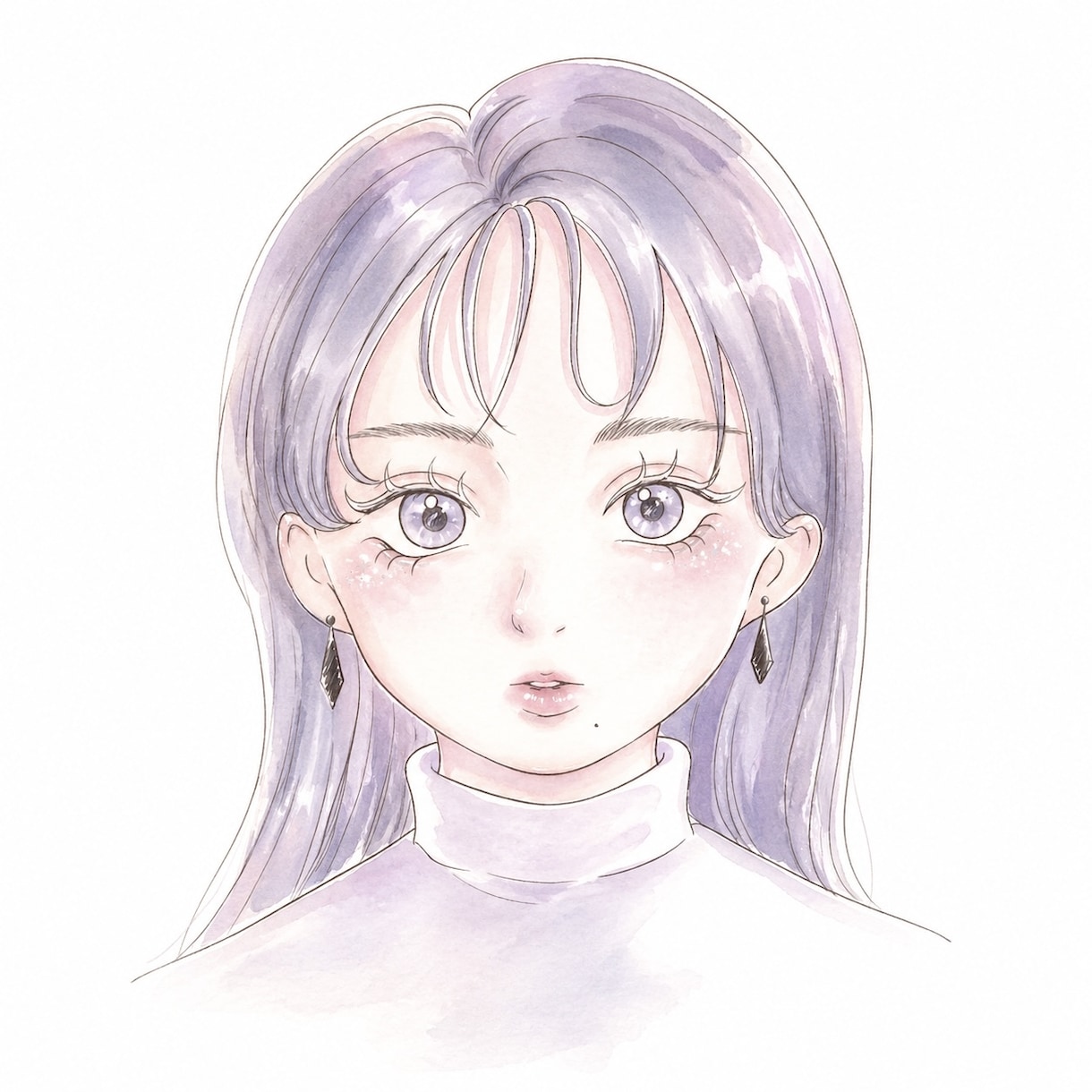 儚くておしゃれな水彩風♡女の子アイコン描きます 儚くて透明感のある女の子イラストを制作します。 イメージ1