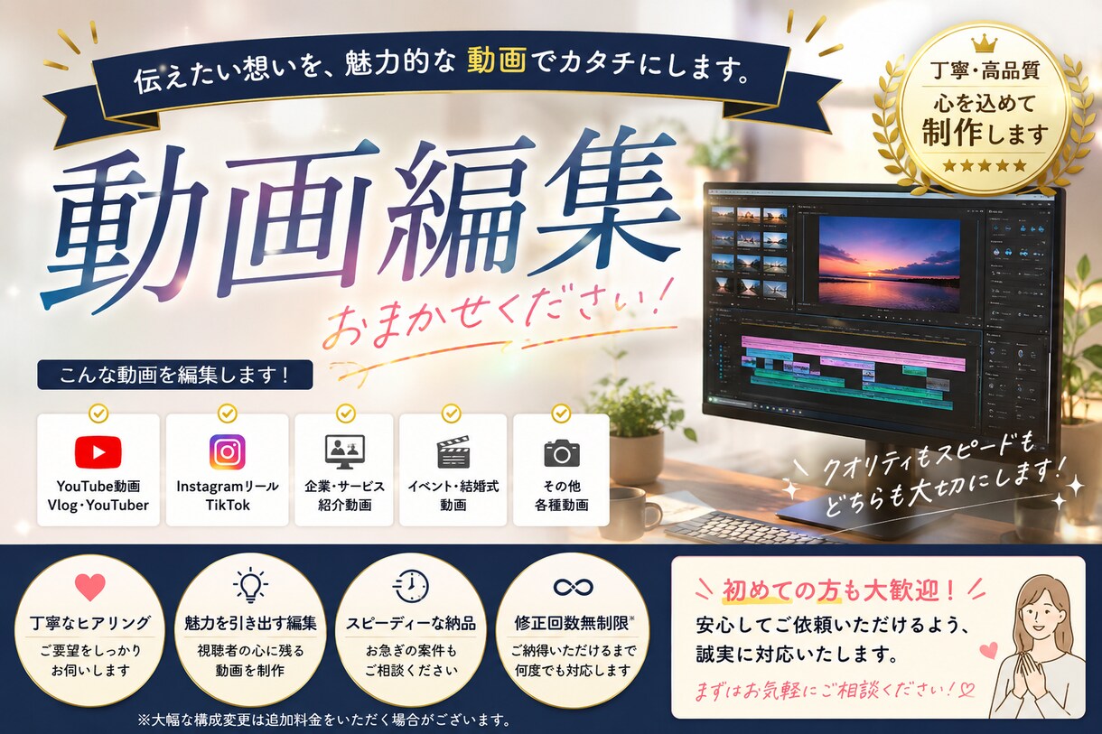 どんな映像編集でも最安値で請け負わせていただきます 動画編集を最安値で請け負わせていただきます！ イメージ1