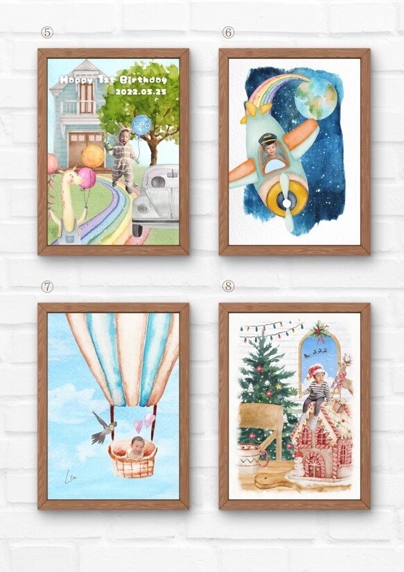 選べるデザイン♡水彩画×我が子ポスターを作成します プレゼントにも◎世界にひとつだけのオーダーメイドポスター♡ イメージ6